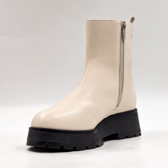 Vince Camuto Women Frames White Leather Platform Festival Zip Ankle Boots sz 8.5 - Picture 3 of 11